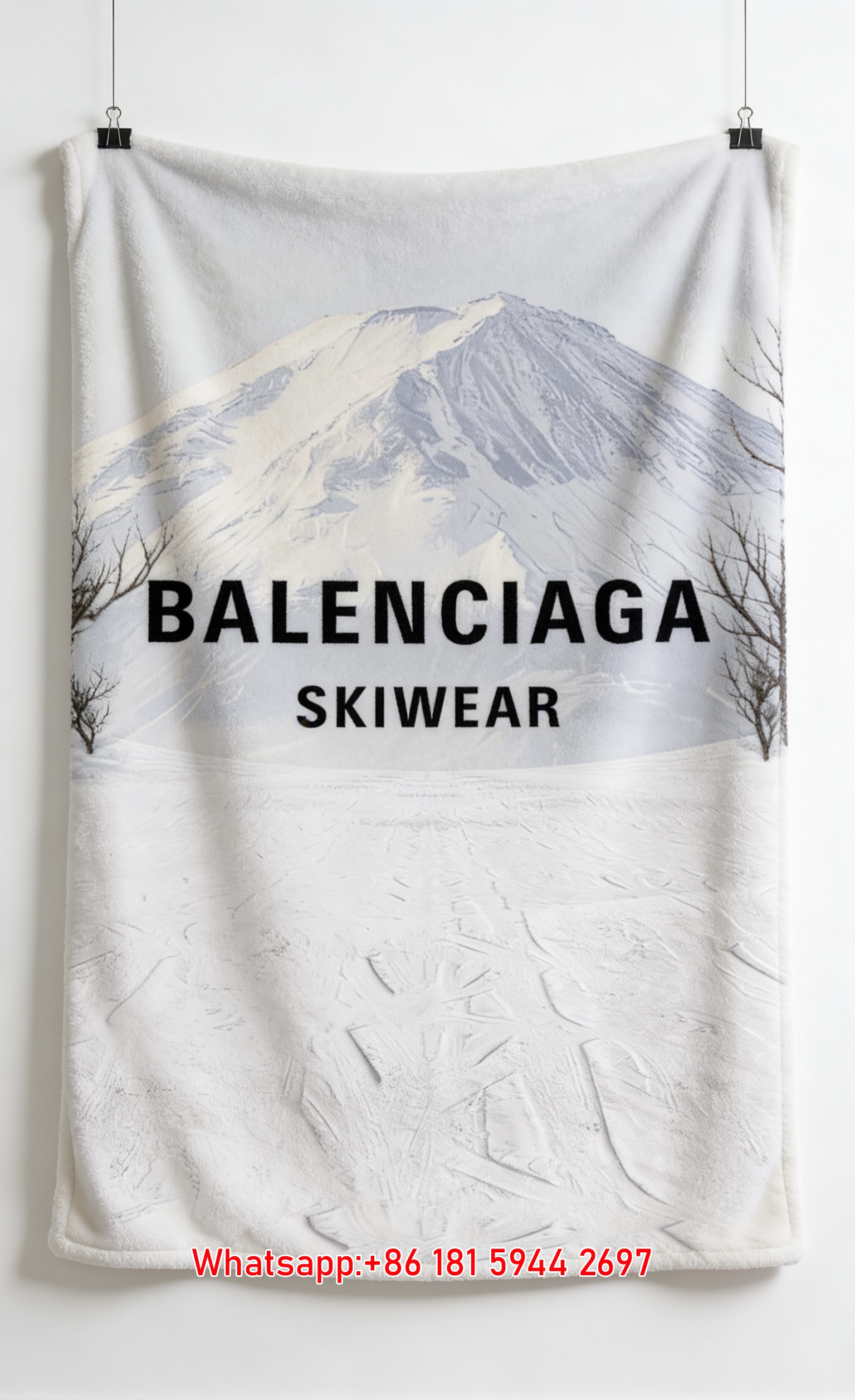 Balenciaga Skiwear Mountain Print Flannel Sofa Throw Blanket Premium Couch Cover BA380